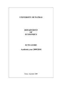 UNIVERSITY OF PATRAS  DEPARTMENT OF ECONOMICS