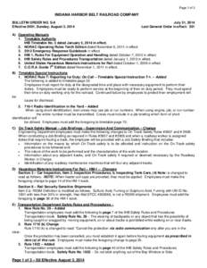 Page 1 of 3  INDIANA HARBOR BELT RAILROAD COMPANY BULLETIN ORDER NO. S-8 Effective 0001, Sunday, August 3, 2014