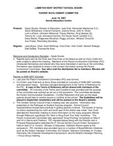 Microsoft Word - Parent Involvement Committee - Minutes of June 18, 2007.doc
