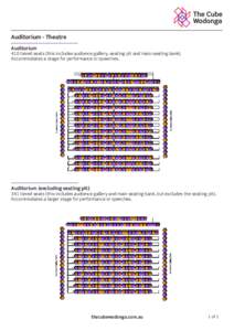 The Cube Wodonga Auditorium - Theatre Auditorium  410 tiered seats (this includes audience gallery, seating pit and main seating bank).