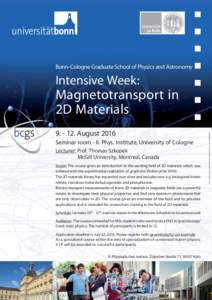 Chemistry / Matter / Monolayers / Nanomaterials / Materials science / Emerging technologies / Condensed matter physics / Semiconductors / 2D materials / Phosphorene / Graphene / Bonn-Cologne Graduate School of Physics and Astronomy