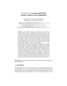 A NDROMEDA: Accurate and Scalable Security Analysis of Web Applications Omer Tripp1 , Marco Pistoia2 , Patrick Cousot3 , Radhia Cousot4 , and Salvatore Guarnieri5 1