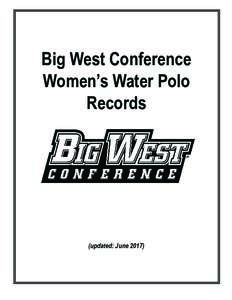 Big West Conference Women’s Water Polo Records (updated: June 2017)