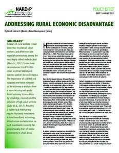 NARDeP Policy Brief: Address Rural Economic Disadvantage
