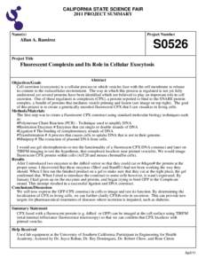 CALIFORNIA STATE SCIENCE FAIR 2011 PROJECT SUMMARY Name(s)  Allan A. Ramirez