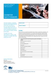 EPA VICTORIA CARBON AND ECOLOGICAL FOOTPRINT EVENT CALCULATOR EXHIBITOR QUESTIONNAIRE