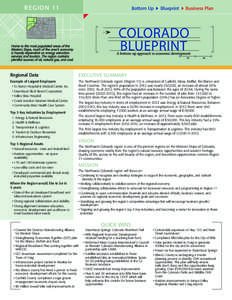 R EG I ON 11  Home to the most populated areas of the Western Slope, much of the area’s economy is heavily dependent on energy extraction services and tourism. The region contains