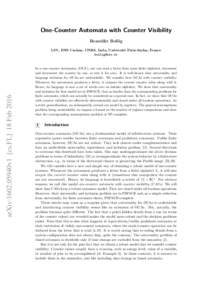 One-Counter Automata with Counter Visibility Benedikt Bollig arXiv:1602.05940v1 [cs.FL] 18 FebLSV, ENS Cachan, CNRS, Inria, Université Paris-Saclay, France