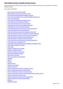 NICE Evidence Services manually searched sources Please note that NICE Evidence Services does not index all content from these sources of information. This list is updated monthly. Date created:  • (gov.uk) G