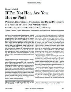 PS YC HOLOGICA L SC IENCE  Research Article If I’m Not Hot, Are You Hot or Not?
