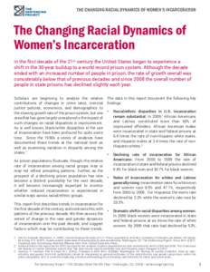 THE CHANGING RACIAL DYNAMICS OF WOMEN’S INCARCERATION  The Changing Racial Dynamics of Women’s Incarceration In the first decade of the 21st century the United States began to experience a