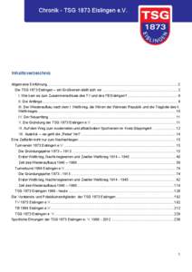 Chronik - TSG 1873 Eislingen e.V.  Inhaltsverzeichnis