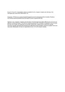 Kruuk H, Turner M. Comparative notes on predation by lion, leopard, cheetah and wild dog in the Serengeti area, east Africa. Mammalia:1-23.