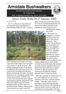 Armidale Bushwalkers  Armidale Bushwalking Club newsletter No 15 April 2009 www. armidalebushwalkers.org phone