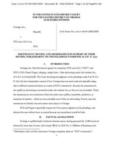 Case 1:14-cvCMH-MSN Document 35 FiledPage 1 of 18 PageID# 163  IN THE UNITED STATES DISTRICT COURT FOR THE EASTERN DISTRICT OF VIRGINIA ALEXANDRIA DIVISION Verisign, Inc.,