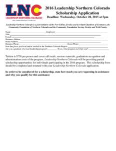 2010 Leadership Northern Colorado Scholarship Application