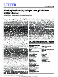 LETTER  doi:nature11318 Averting biodiversity collapse in tropical forest protected areas