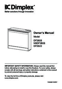 Owner’s Manual Model DF2608 NBDF2608 DF2622