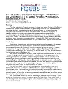 Maceral variations and Maceral Assemblages within the Upper and Lower Members of the Bakken Formation, Williston Basin,  Saskatchewan, Canada.