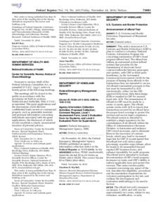 Federal Register / Vol. 79, No[removed]Friday, November 28, [removed]Notices This notice is being published less than 15 days prior to the meeting due to the timing limitations imposed by the review and funding cycle. (Cata