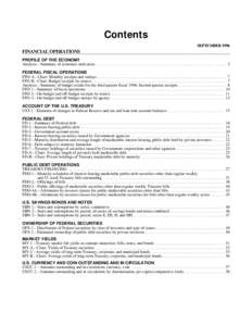 Contents SEPTEMBER 1996 FINANCIAL OPERATIONS PROFILE OF THE ECONOMY Analysis.--Summary of economic indicators . . . . . . . . . . . . . . . . . . . . . . . . . . . . . . . . . . . . . . . . . . . . . . . . . . . . . . . 