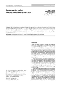 ORIGINAL PAPER  NUKLEONIKA 2012;57(2):205−209 Fusion reaction scaling in a mega-amp dense plasma focus