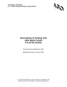 Description & Finding Aid: John Boyle Fonds CA OTAG SC093