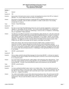 RFP[removed]Medicaid Systems Project DSS - Decision Support System Final Questions and Answers Section: 1  Topic: