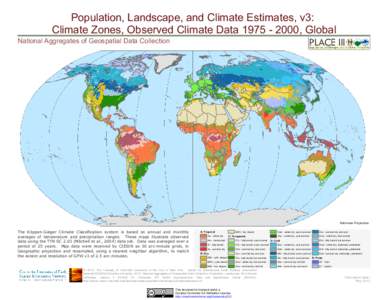 Population, Landscape, and Climate Estimates, v3: Climate Zones, Observed Climate Data, Global National Aggregates of Geospatial Data Collection  Robinson Projection