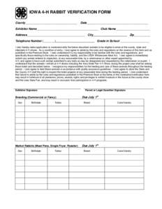 IOWA 4-H MARKET SHEEP VERIFICATION FORM