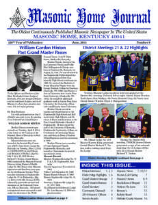 The Oldest Continuously Published Masonic Newspaper In The United States  MASONIC HOME, KENTUCKY[removed]130TH Year of Publication