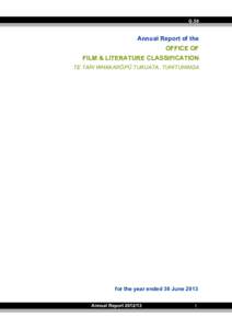 G.58  Annual Report of the OFFICE OF FILM & LITERATURE CLASSIFICATION TE TARI WHAKARŌPŪ TUKUATA, TUHITUHINGA