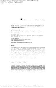 Does Greater Amount of Information Always Bolster Attitudinal Resistance? Muthukrishnan, A V;Michel Tuan Pham;Mungale, Amitabh Marketing Letters; May 2001; 12, 2; ABI/INFORM Global pgReproduced with permission of 