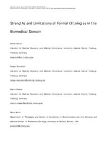 Submitted to special issue on ONTOLOGIES, SEMANTIC WEB AND HEALTH, Electronic Journal of Communication, Information & Innovation in Health (RECIIS), http://www.reciis.cict.fiocruz.br/index.php/reciis Strengths and Limita