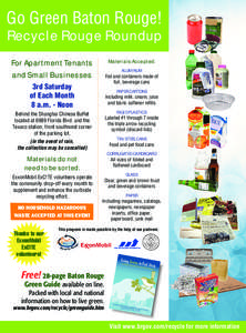 Go Green Baton Rouge! Recycle Rouge Roundup For Apartment Tenants