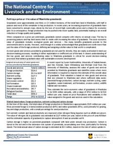 Grasslands cover approximately one third, or 2.4 million hectares, of the total farm land in Manitoba, with half in pasture and most of the remainder in hay production. In recent years, an increasing proportion of grassl