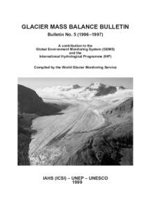 Glacier Mass Balance Bulletin, Bulletin No)