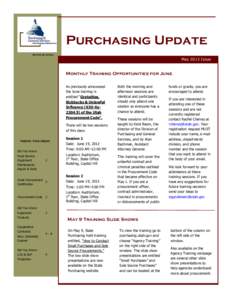 Purchasing Update State of Utah May 2013 Issue  Monthly Training Opportunities for June