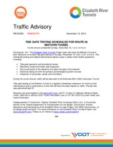 Traffic Advisory RELEASE: IMMEDIATE  November 12, 2014