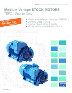 Motors | Automation | Energy | Transmission & Distribution | Coatings  Medium Voltage STOCK MOTORS TEFC - Severe Duty • Meets most relevant features of IEEE841 • Certified Class I, Div 2