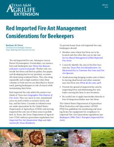 ENTO[removed]Red Imported Fire Ant Management Considerations for Beekeepers Bastiaan M. Drees