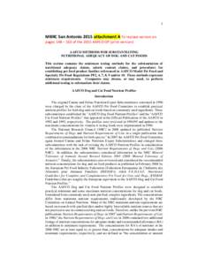 1  MBRC San Antonio 2015 attachment A To replace version on pages 148 – 163 of the 2015 AAFCO OP (print version) AAFCO METHODS FOR SUBSTANTIATING NUTRITIONAL ADEQUACY OF DOG AND CAT FOODS