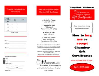 Chamber Gift Certificate Order Form Gift Certifica tes