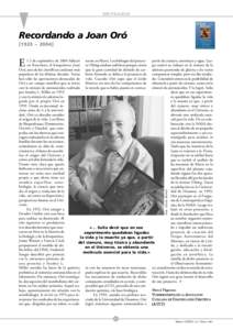 OBITUARIO  Recordando a Joan Oró