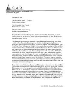 GAO-09-224R Missouri River Navigation: Data on Commodity Shipments for Four States Served by the Missouri River and Two States Served by Both the Missouri and Mississippi Rivers