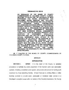 ORDINANCE NOAN ORDINANCE OF THE BOARD OF COUNTY COMMISSIONERS OF COLUMBIA COUNTY, FLORIDA; RELATING TO RULES FOR THE PROVISION OF MAIN