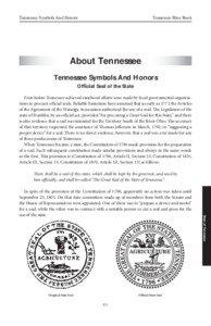 Tennessee Symbols And Honors  Tennessee Blue Book