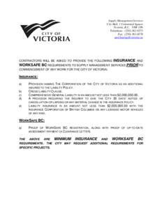 Supply Management Services City Hall, 1 Centennial Square Victoria, B.C. V8W 1P6 Telephone: ([removed]Fax: ([removed]removed]