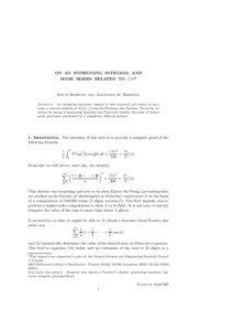 ON AN INTRIGUING INTEGRAL AND SOME SERIES RELATED TO ζ(4)*