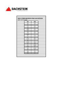 SIZE COMPARISION FOR DACHSTEIN MEN AND WOMEN EU  UK